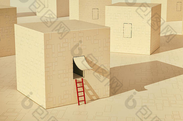 盒子开放梯概念解决方案自由思考盒子渲染