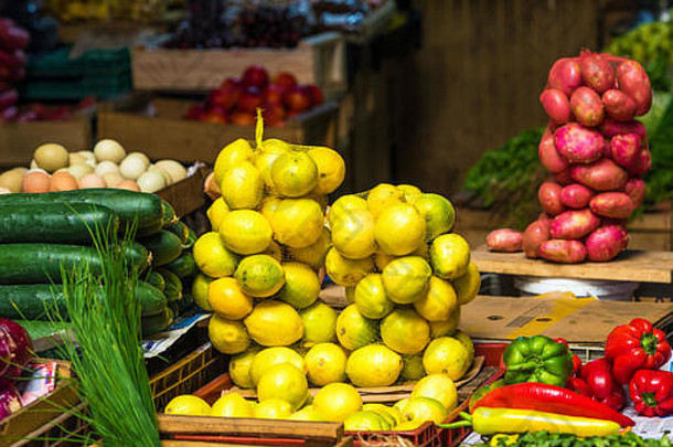 水果蔬菜计数器当地的市场波多黎各蒙特智利