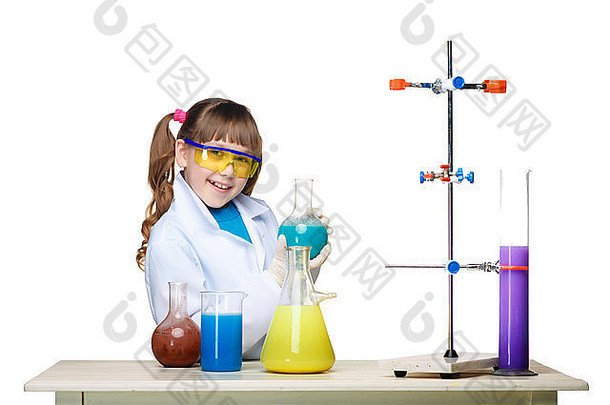 女孩化学家实验化学流体实验室
