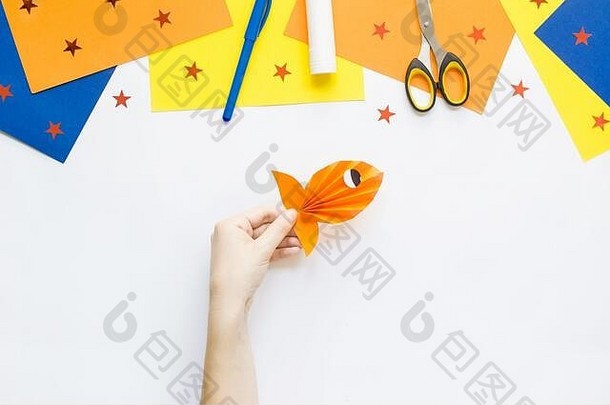 容易使纸有趣的玩具鱼孩子们首页一步伸直结果玩具鱼胶水眼睛