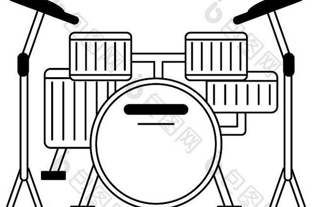 鼓音乐仪器孤立的黑色的白色