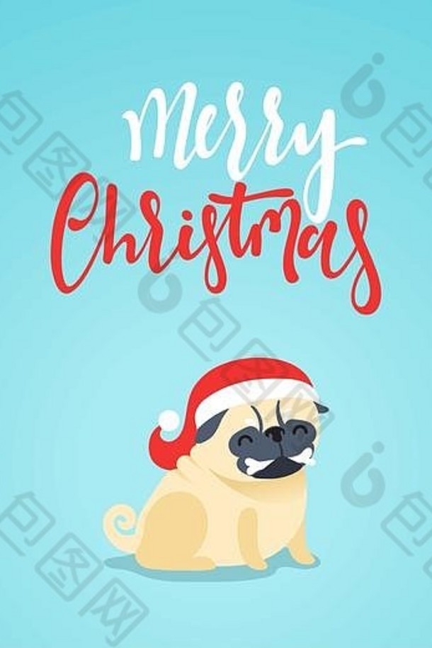 圣诞节字符可爱的宠物狗