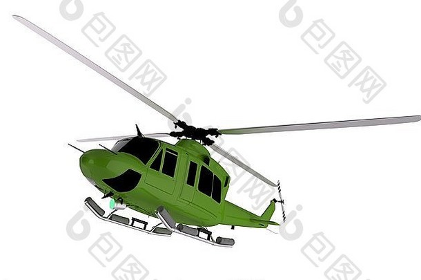 绿色直升机图形直升机孤立的白色
