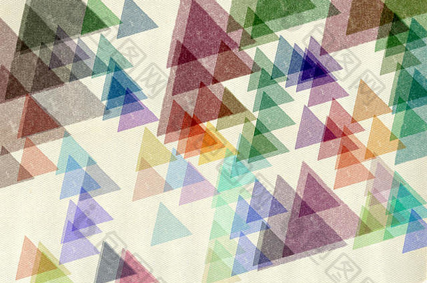 色彩斑斓的三角形油漆污迹斑斑的模式变形纸摘要垃圾形状背景数字插图