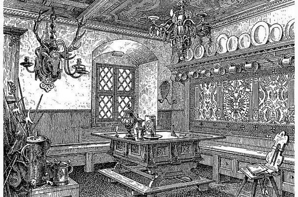 十六世世纪古董雕刻国家酒馆休息室布雷斯劳德国