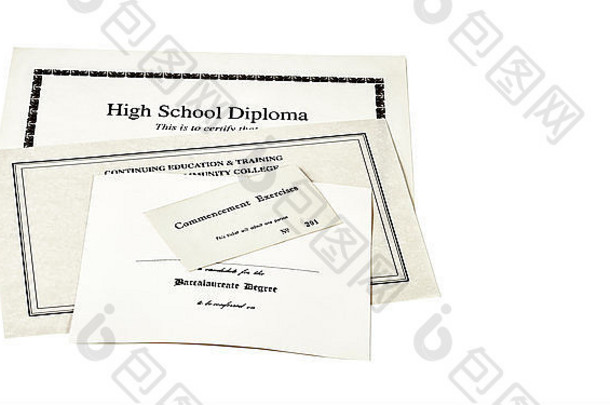 教育认证文档包括高学校文凭毕业典礼票继续教育证书