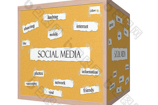 社会媒体多维数据集软木板词概念伟大的条款分享标签移动