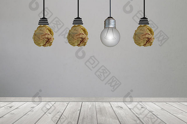 灯泡挂天花板概念保存环境可重用的回收的想法