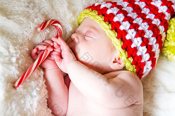 新生儿圣诞节婴儿女孩精灵他白色毯子