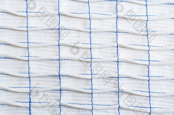 有节奏的几何模式白色织物缝蓝色的线程方向