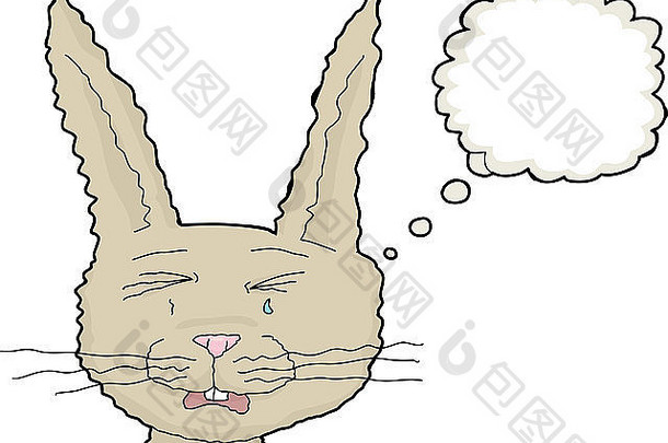 孤立的哭兔子插图认为泡沫
