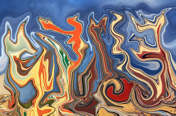 色彩斑斓的迷幻液化背景绘画