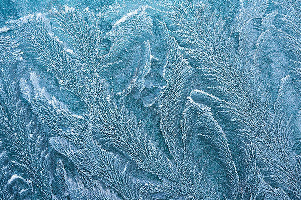 冰花冻冰冷的霜形式冰晶体美丽的独特的模式