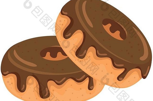 集美味的甜蜜的甜甜圈面包店图标