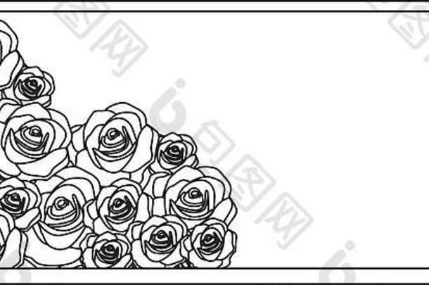 轮廓矩形框架巴德玫瑰花设计