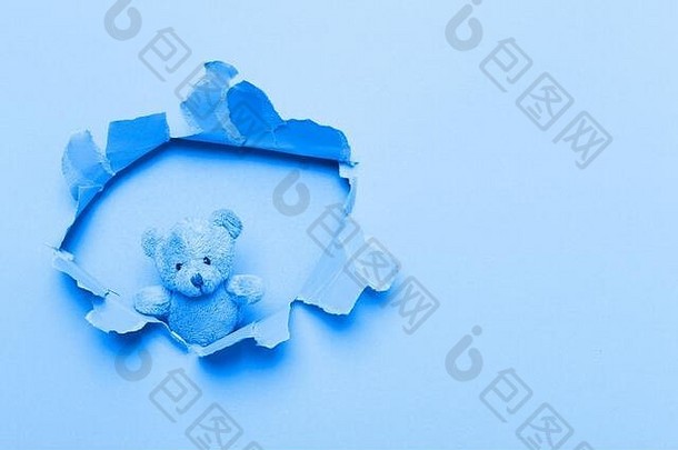 泰迪熊纸减少洞世界自闭症意识蓝色的过滤器