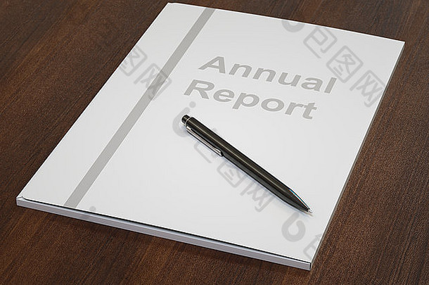 白色年度报告文件夹黑色的笔黑暗木表格特写镜头