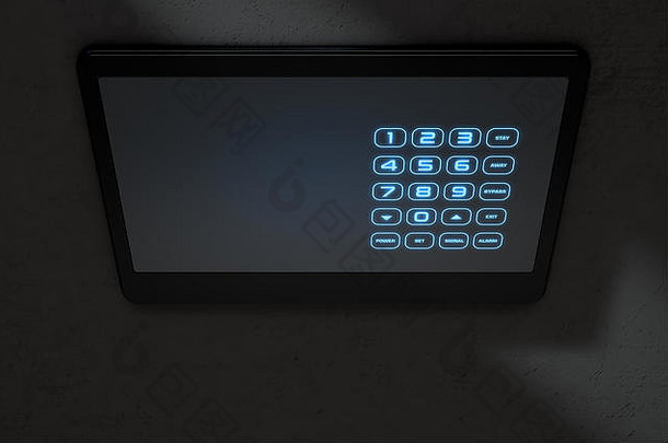 渲染现代触摸屏幕互动首页安全键盘访问面板照亮数字数字键盘