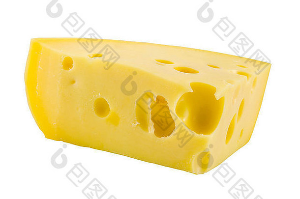 一块奶酪孤立的白色背景