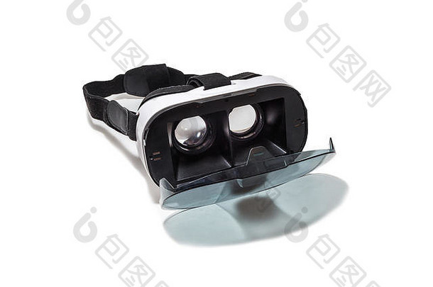 虚拟现实眼镜纸板移动电话孤立的白色背景设备看电影旅行娱乐