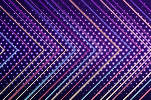 现代摘要几何箭头墙背景梯度行发光的点半色调模式紫罗兰色的背景设计