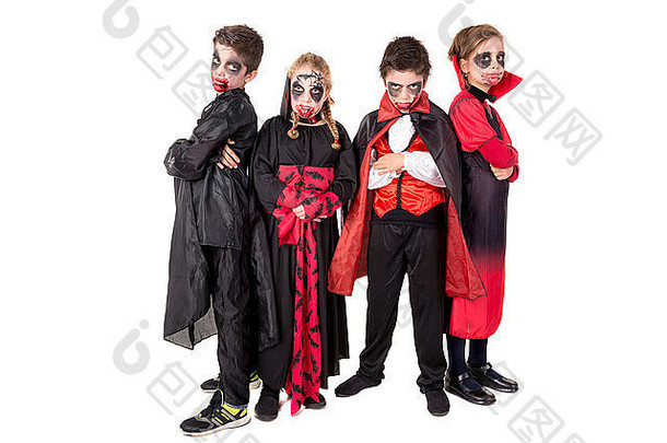 集团孩子们脸部涂料万圣节吸血鬼服装