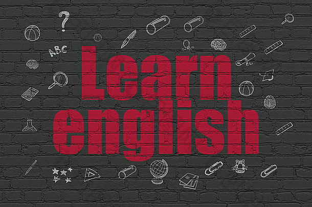 教育概念学习英语墙背景