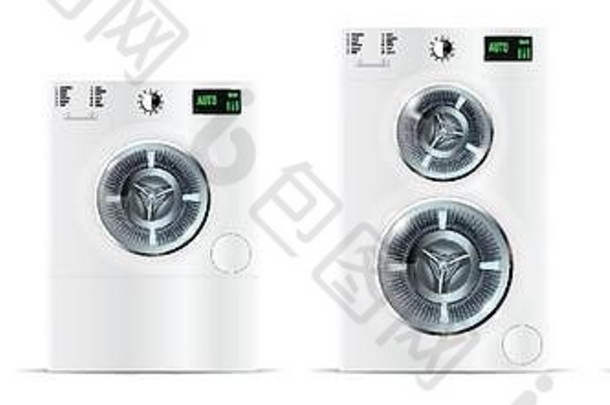 集前面负载白色洗机器电子控制面板额外的小负载前面负载双洗机器前面