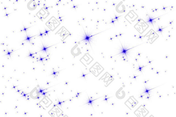 摘要空间宇宙背景模式蓝色的闪烁的闪闪发光的星星孤立的白色背景
