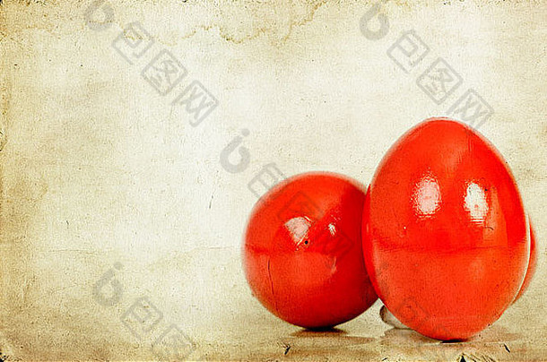 古董照片红色的复活节鸡蛋古董背景