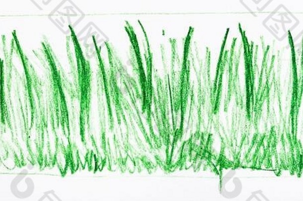 培训草图夏天绿色草手绘绿色铅笔白色纸