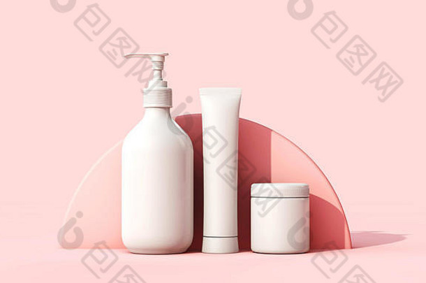 空白白色化妆品护肤品化妆容器渲染
