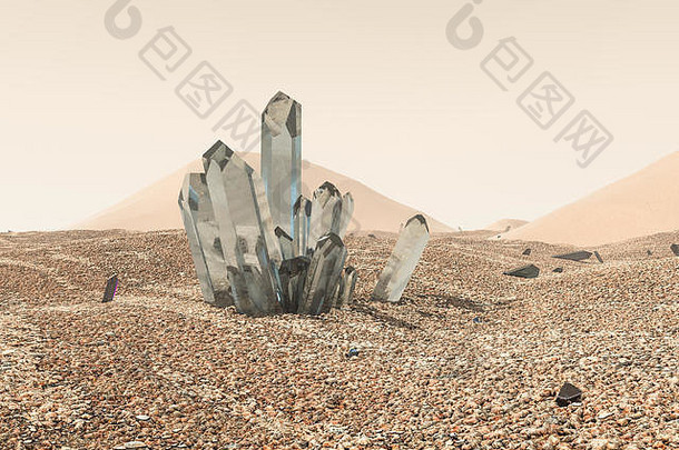 集群魔法水晶收集沙漠呈现电脑数字背景
