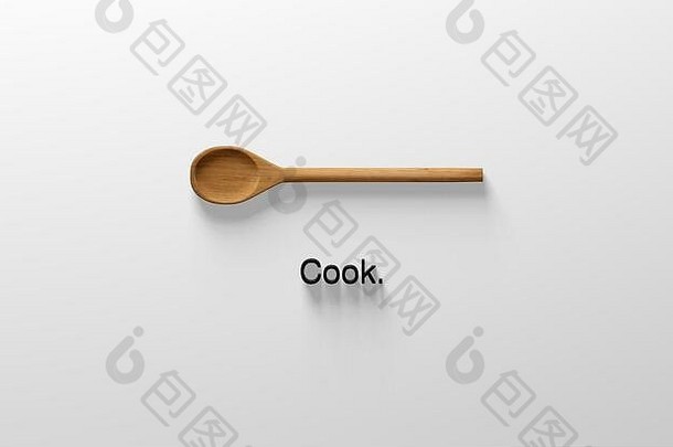 木烹饪勺子孤立的
