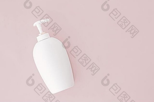 瓶抗菌液体肥皂手洗手液米色背景卫生产品健康护理概念