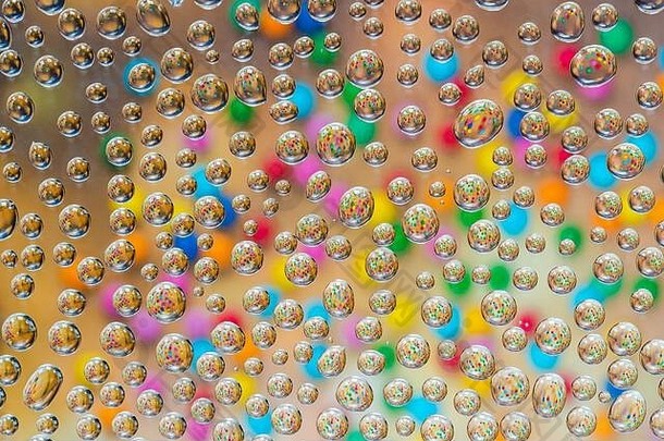 水滴玻璃色彩斑斓的糖果反射变形背景