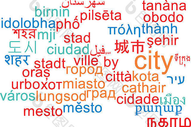 背景概念词云多语言国际语言插图城市