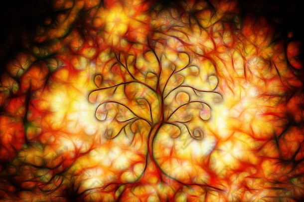 树生活象征结构化观赏背景宇宙树分形效果