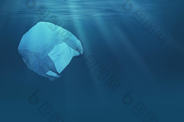 海海洋水下塑料袋环境污染生态问题