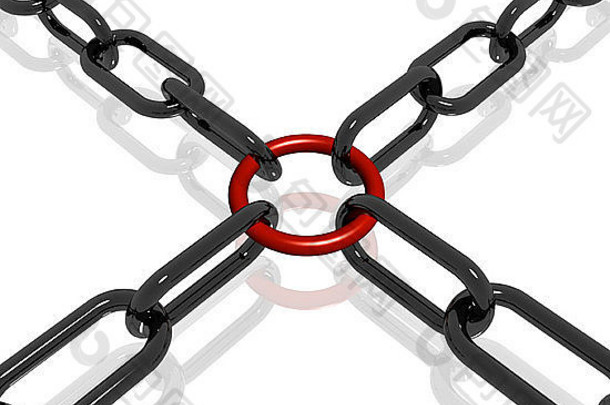 红色的链接链显示强度安全