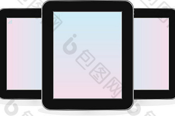 数字平板电脑iPad集孤立的白色背景