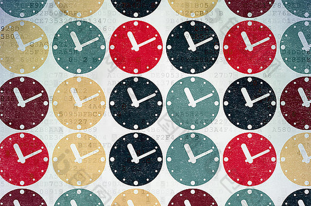 时间轴概念时钟图标数字纸背景
