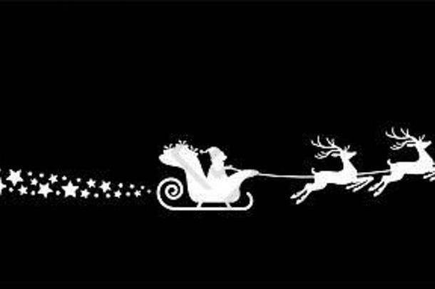 白色圣诞老人老人雪橇驯鹿雪片孤立的彩色的背景
