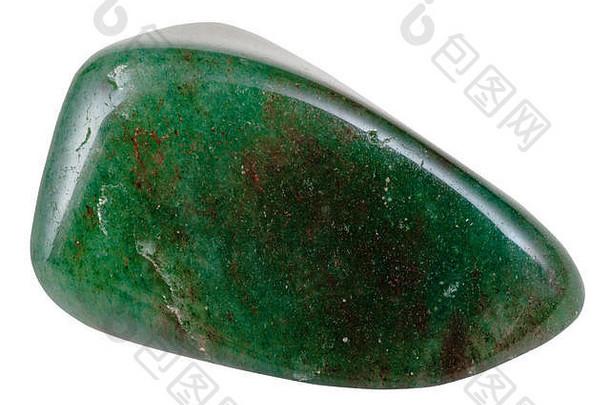 宏拍摄自然矿物石头重挫加克绿色砂金石宝石津巴布韦孤立的白色背景