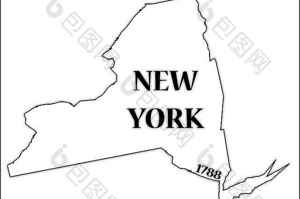 纽约状态大纲日期建国孤立的白色背景