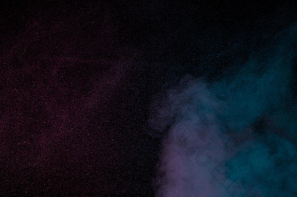 摘要蓝色的紫色的水蒸汽黑色的背景纹理设计元素摘要艺术蒸汽增湿器宏拍摄
