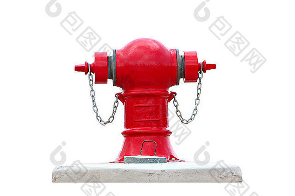 红色的火消火栓水孤立的白色背景