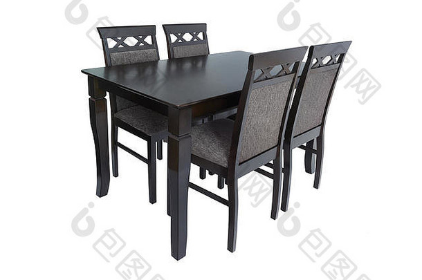 餐厅房间家具集表格椅子优雅的餐厅家具生活房间厨房使黑色的木纺织挂毯异醇
