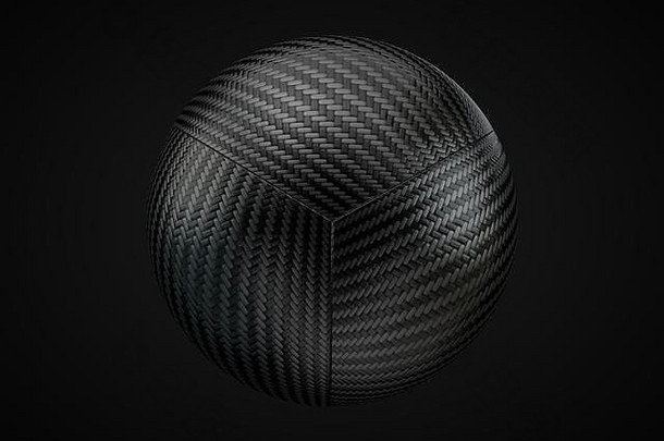 灰色的碳纤维球黑色的背景插图