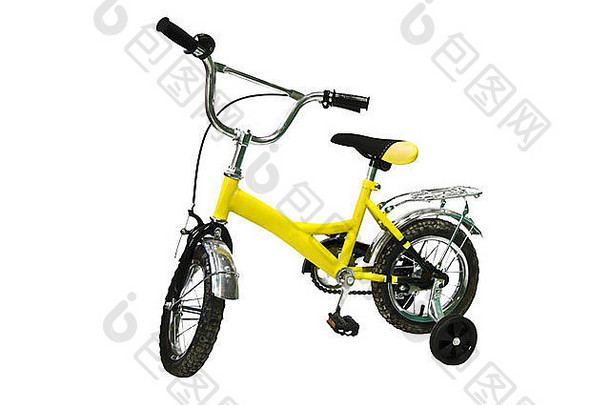 黄色的自行车孤立的白色背景